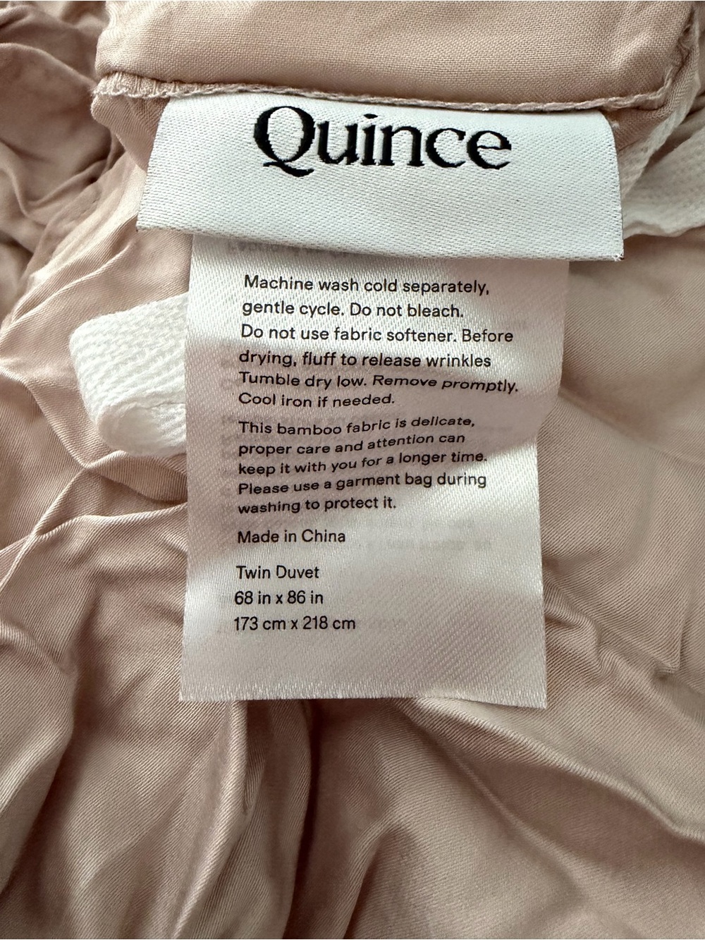 Quince Bamboo Duvet Cover Set Twin Soft Blush - Picture 7 of 9